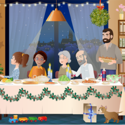 Familia cenando navidad